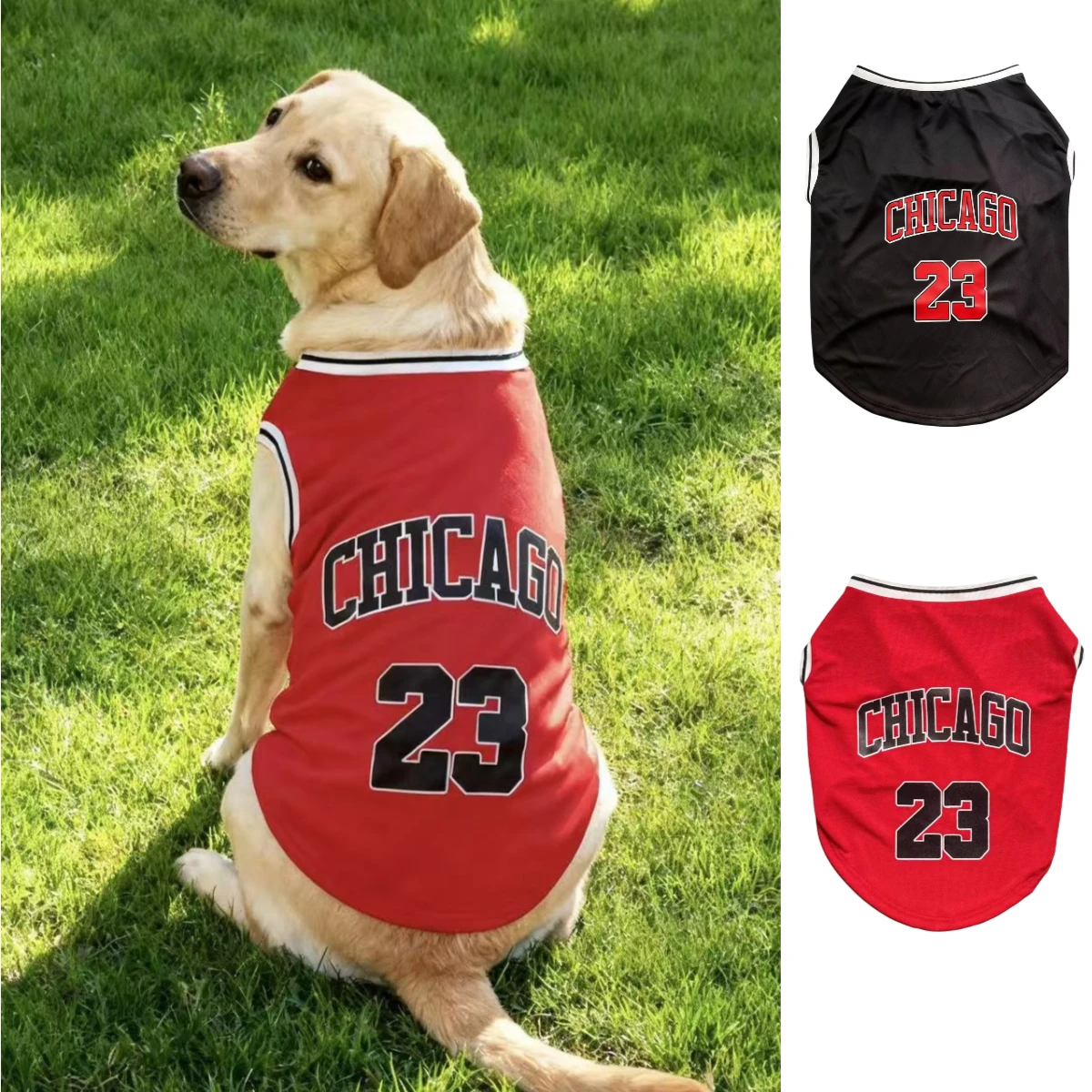 Summer Cooling Pet Dog Mesh Vest Chicago Soft Basketball Clothes Summer Casual Shirt For Medium Large Dog Labrador Pet Clothing