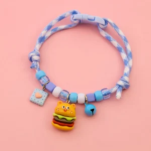 Soft Pet Knit Necklace with Bell and Pendants Adjustable Cute Dog Cat Collar Reusable Pet Collar Pet Supplies