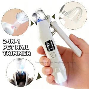 2 IN 1 Electric Pet Nail Trimmer with LED Lights Pet Nail Grinder Dog Nail Trimmer and Grinder for Small Medium Large Dogs/Cats