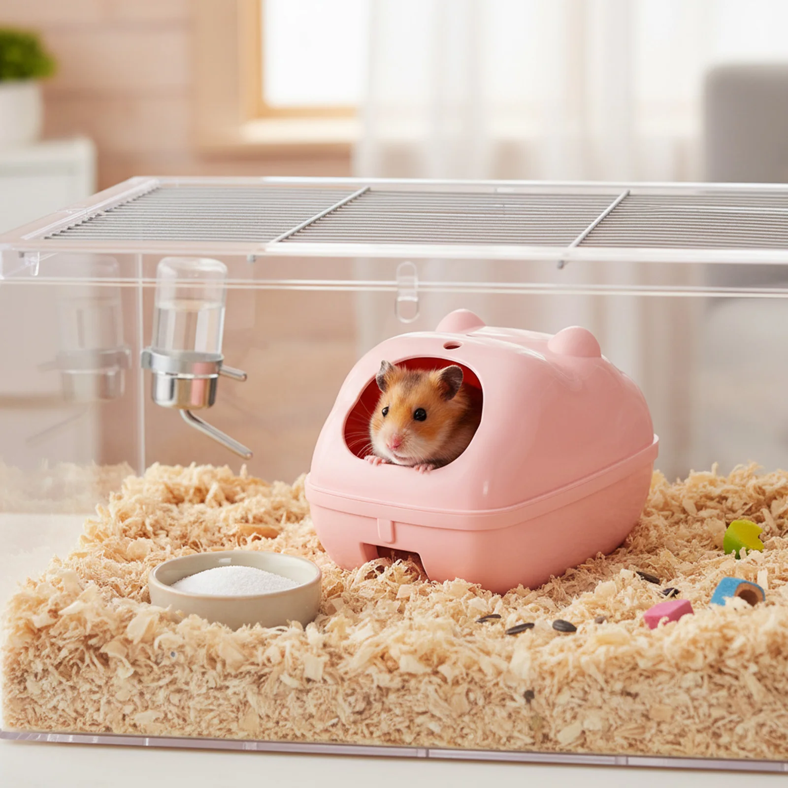 Hamster Bathroom Reptile Hideout House Toilet Combo Anti-slip Bottom Dust Resistant Bathing Accessories For Small Pets Gerbils - Image 3
