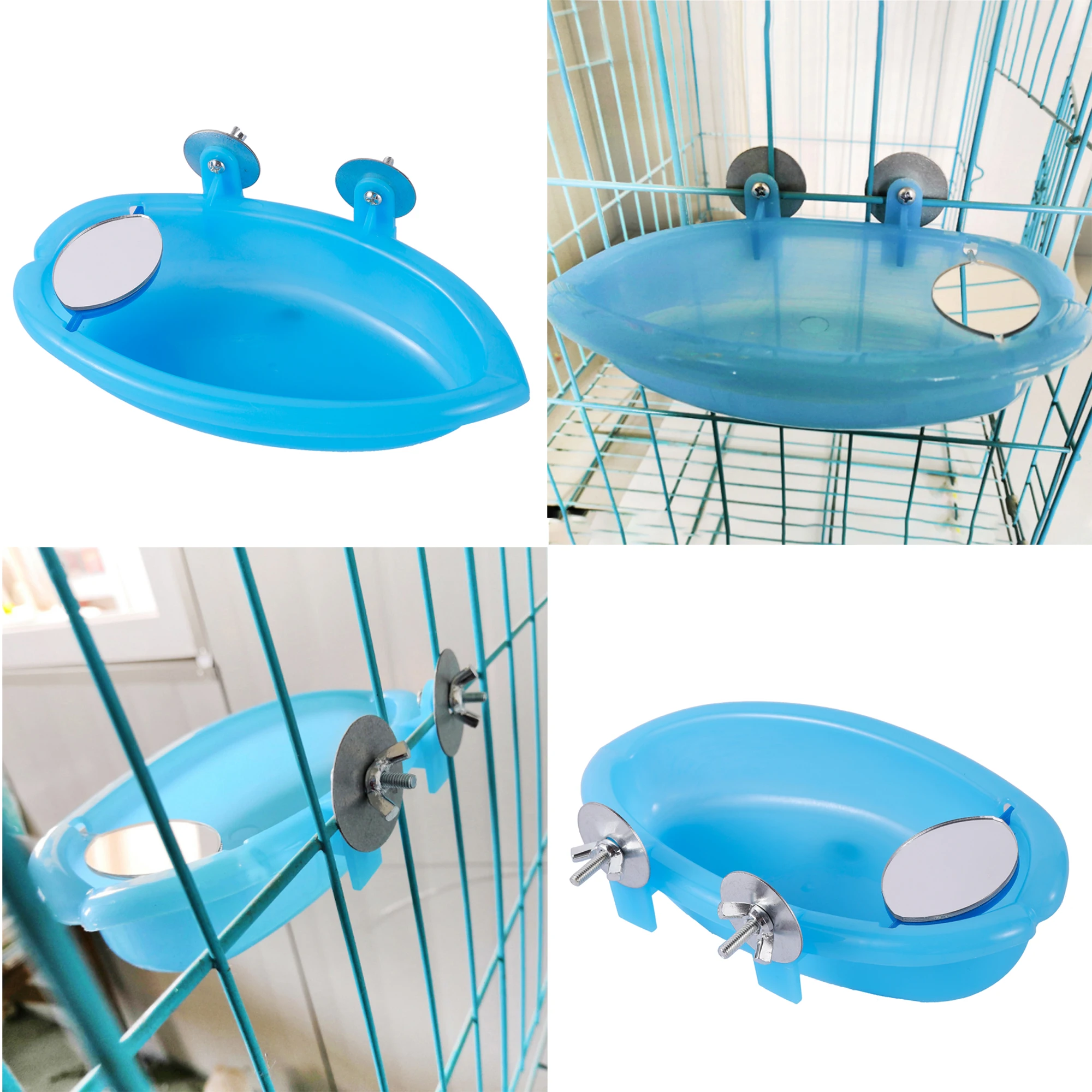 Pet Bird Bath Cage Parrot Bathtub With Mirror Bird Cage Accessories Shower Box Small Parrot Cage Pet Toys Bird Accessories 1 Pc