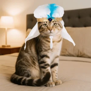 Cat Headscarf Adjustable Saudi Arabia Pet Hat Soft Fashionable Pet Headwear Sunshade Cat Cosplay Hat Birthday Celebration