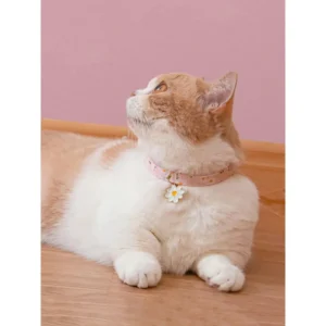 Pink Pet Collar with Flower Pendant Bell Adjustable Cat Dog Necklace Cute Puppy Kitten Safety Collar