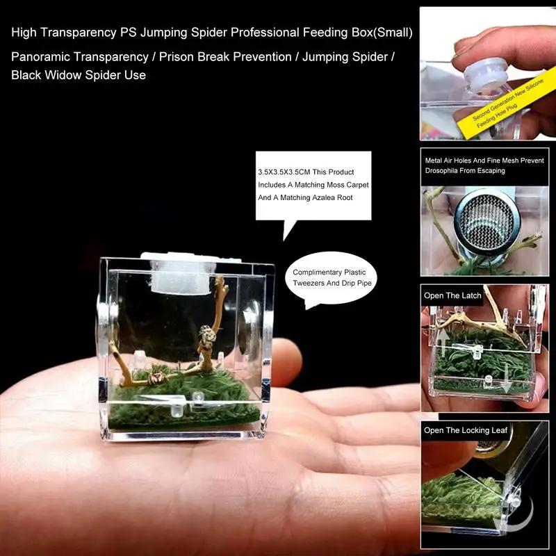 Mini Reptiles Breeding Box Clear Acrylic Cage Habitat Insect Feeding Box Terrarium Tank Escape Proof For Jumping Spider - Image 6