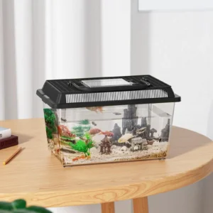 Reptile Terrarium Reptile Feeding Box Lizard Tarantula Transparent Portable Feeding Box Habitat Hatching Critter Carrier