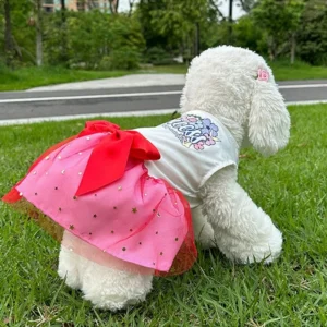 Fashion Sequin Dog Dress Mesh Lightweight Dog Princess Dress Breathable Pet Puppy Clothing Summer Season