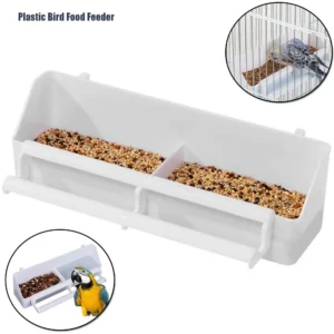 Cage Food Feeder for Bird Double Plastic Feeding CupHanging Seed Water Feeders Dispenser Standing Frame Parrot Lovebird Dove