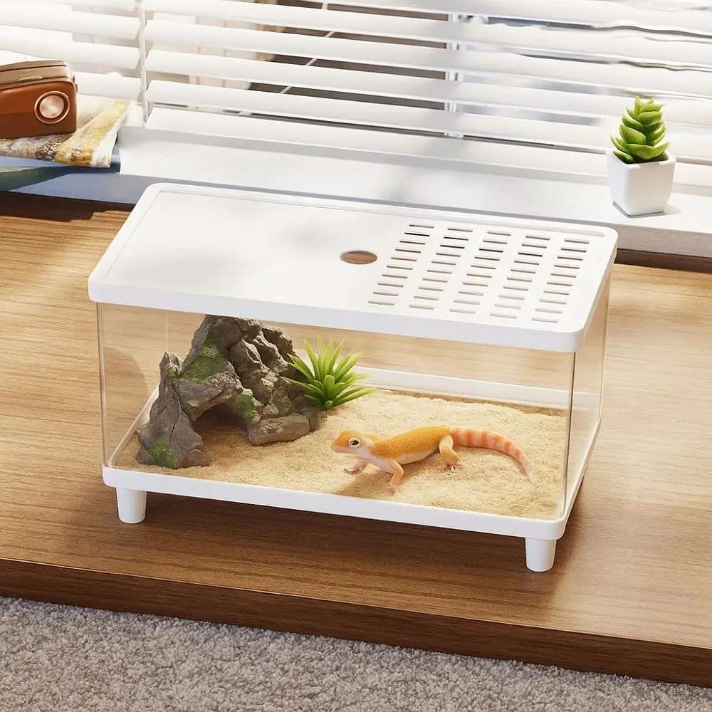 Multifunctional Transparent Reptile Terrarium Visual Breathable Lizard Breeding Box with Cover Reptile Habitat Landscaping - Image 3