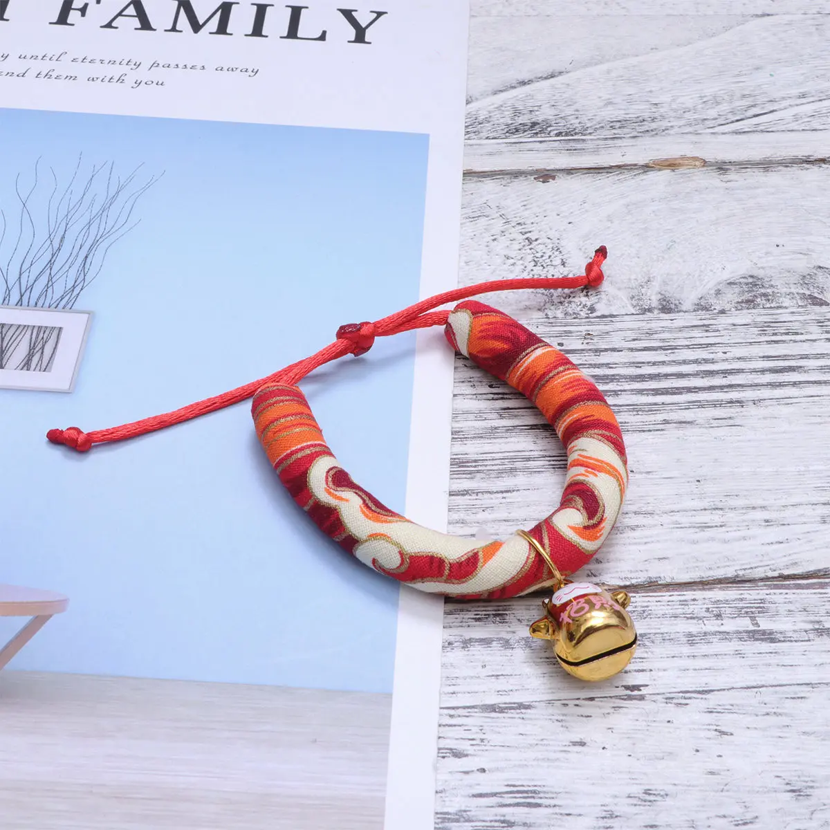 Japanese Style Cat Collar Red Size S Lucky Cat Pattern Soft Cotton Comfortable Pet Supplies Outdoor Walking Fashionable - Image 3