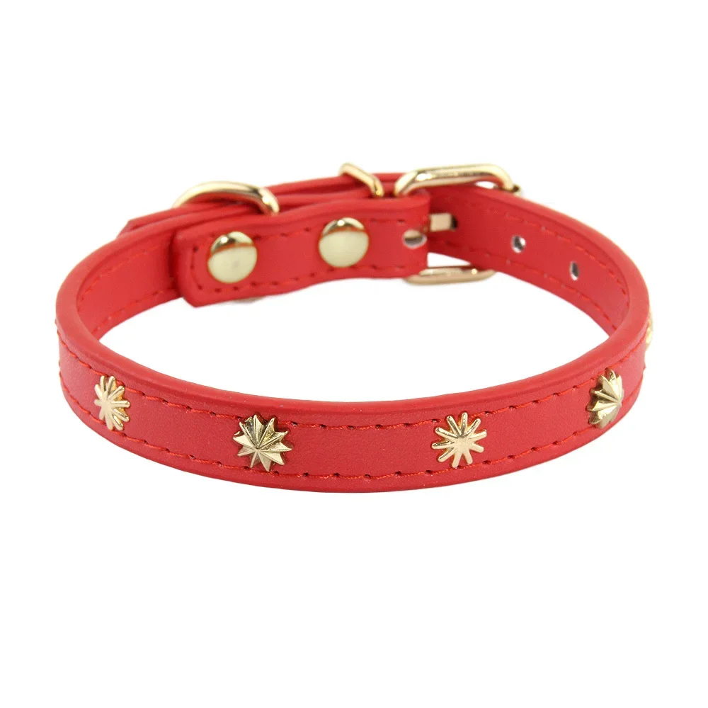 Designers Leather Cat Collar Gold Rivet Kitten Necklace for Cats Small Dog Puppy Accessories Pet Supplies Chihuahua 1.3 CM Width - Image 7