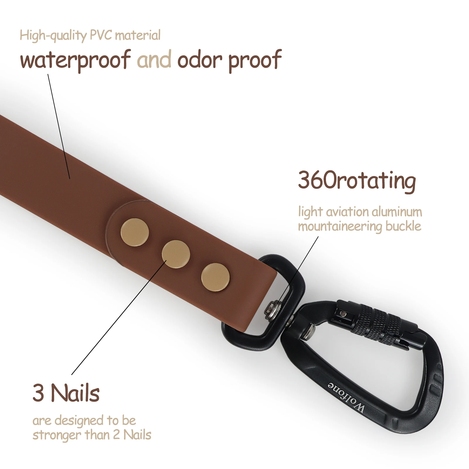 Color blocking rivet Big Dog Leash Handle and Luxury chocolate Universal for large medium and small dog leashes - Image 3