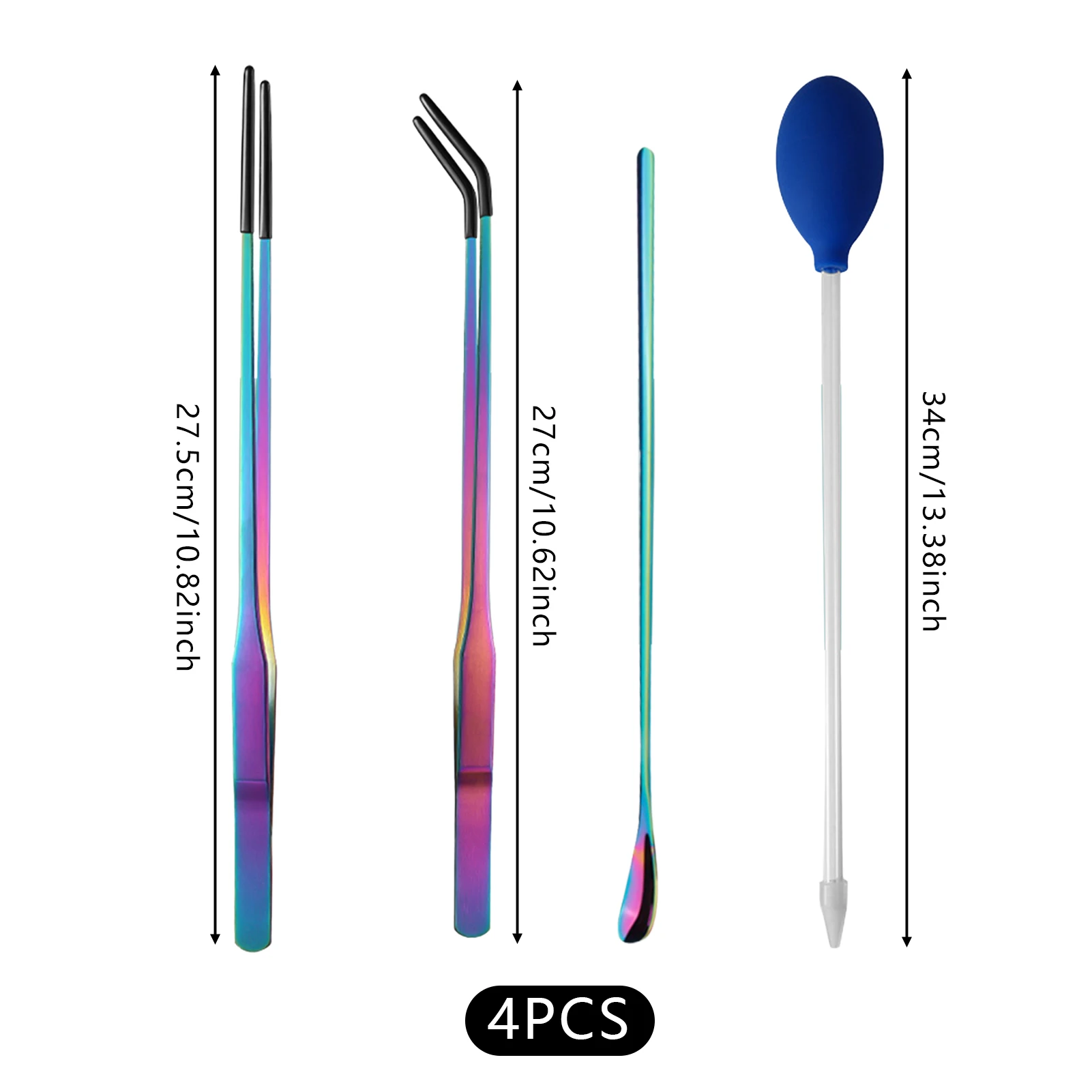 4pcs Reptile Feeding Tongs Aquascaping Tools Set for Pets Crab Turtle Planting Tweezers Stainless Steel Pet Feeding Clamp - Image 6