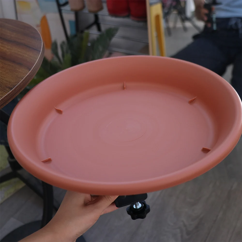 Practical Adjustable Deck Railing Bird Bath Plastic Removable Bird Bath Feeder Brown Deck Mounted Bird Bath for Garden - Image 5