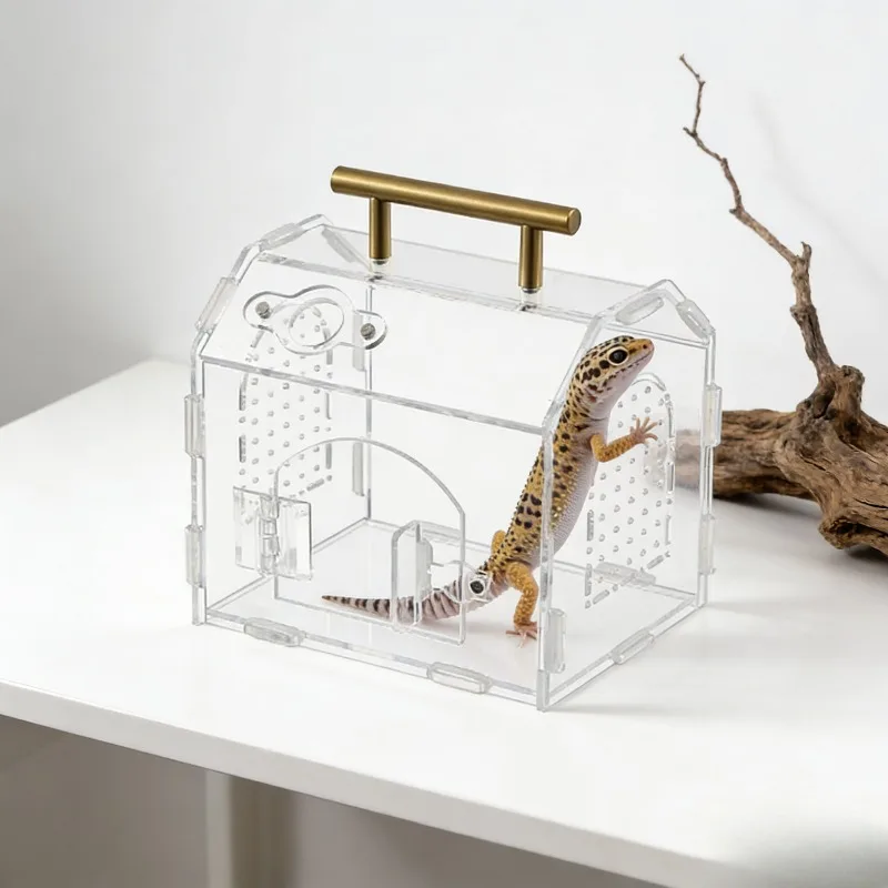 Transparent Acrylic Portable Assembled Reptile Tank Breeding Box for Hermit Crab Gecko Small Reptiles Pet Habitat Terrarium - Image 4