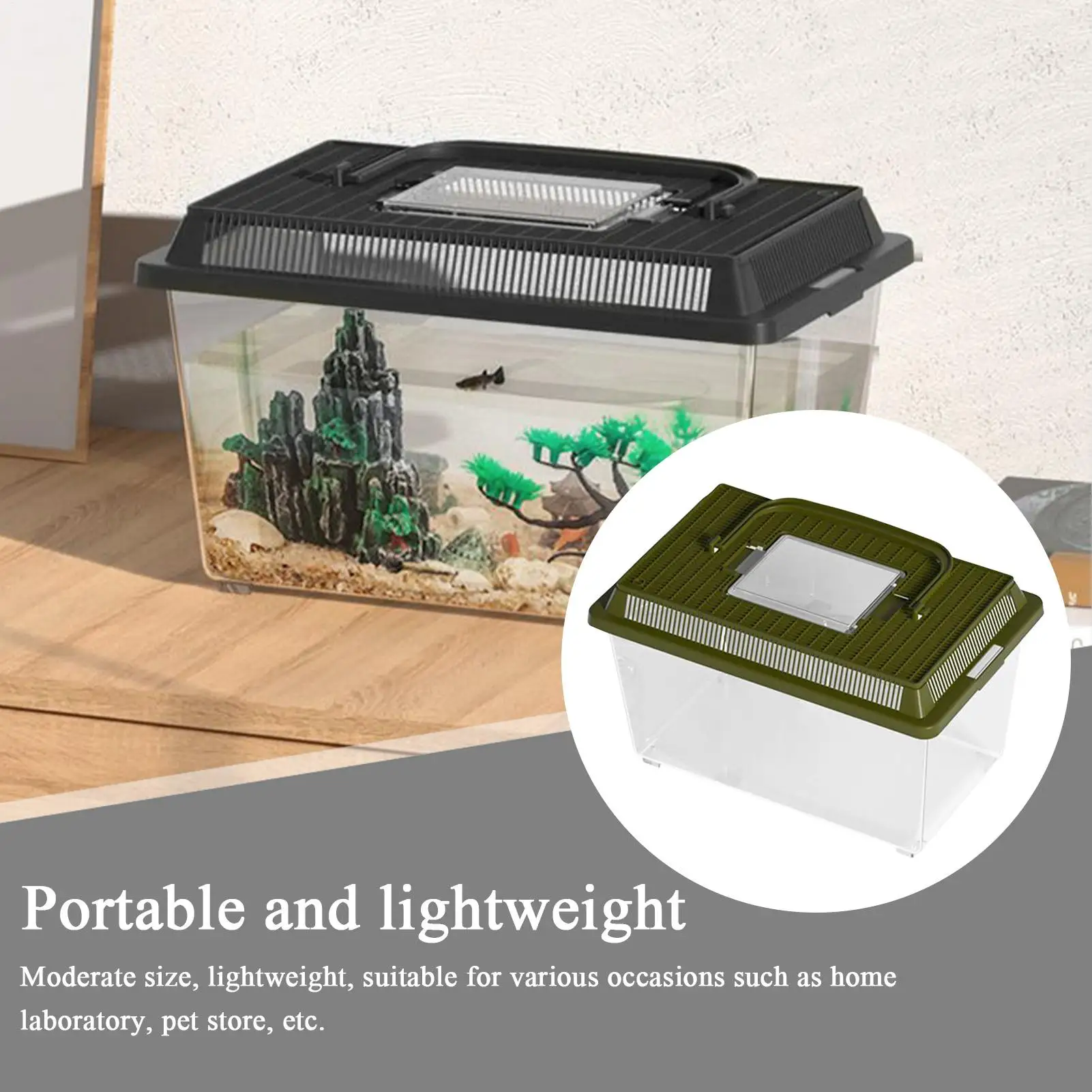 Reptile Terrarium Reptile Feeding Box Lizard Tarantula Transparent Portable Feeding Box Habitat Hatching Critter Carrier - Image 5