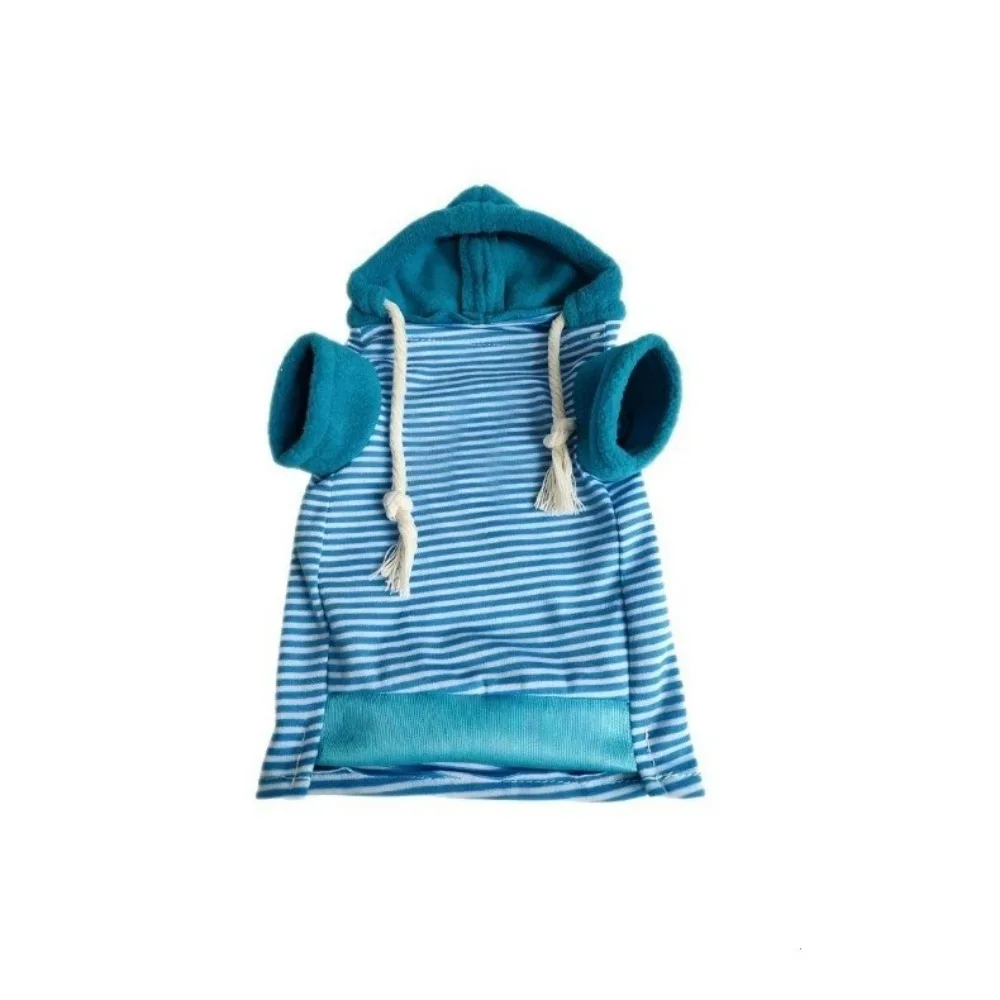 Fashionable Elastic Ferret Hoodie Thick Fleece Soft Pet Striped Sweatshirt Stylish Drawstring Cozy Pet Warm Clothing Winter - Image 7