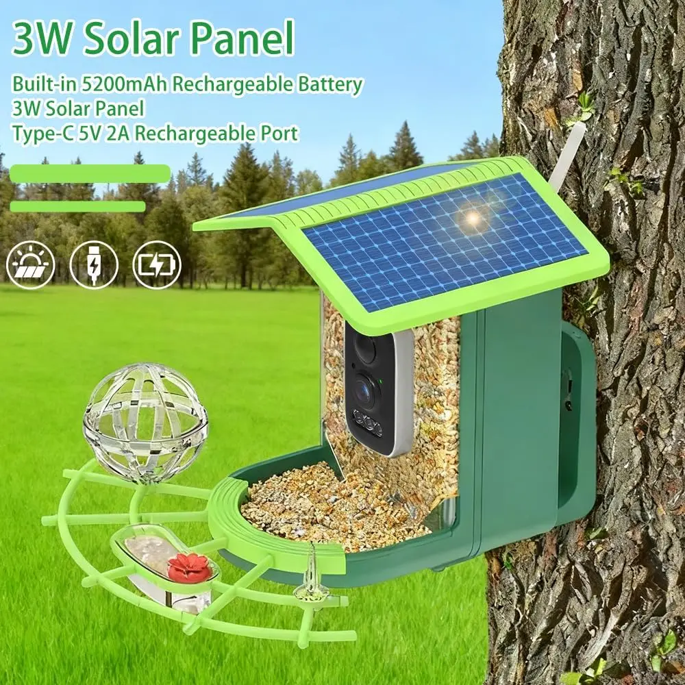 4MP 2.5K WIFI Bird feeder Camera Real Time Bird watching APP Full color Night Vision Smart AI bird recognition with Solar Panel - Image 4