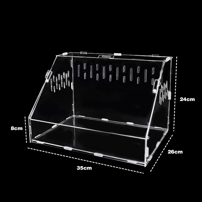 Acrylic Breeding Box with Thermometer Quail Turtle Lizard Transparent Terrarium Reptile Mantis Crawler Box Reptiles Pet Houses - Image 8