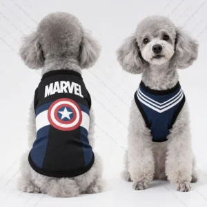 Pet Dog Captain America Pattern Clothing Dog Blouse Sleeveless Cool and Breathable Essential Summer Pet Clothing Cartoon Style