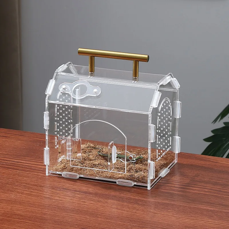 Transparent Acrylic Portable Assembled Reptile Tank Breeding Box for Hermit Crab Gecko Small Reptiles Pet Habitat Terrarium - Image 2