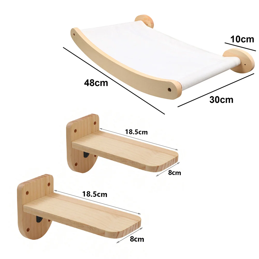 Toys Wall-mounted Activity Cat Wood Sisal Scratcher Climber Furniture Cat Bridge Rope Steps Kitten Ladder Kitten Post Wall - Image 9