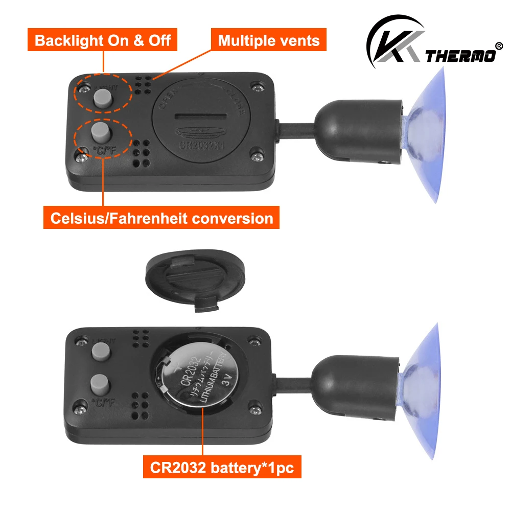 Mini Digital Reptile Thermometer 360 Degree Rotating Luminous Suction Cup Hygrometer For Lizards Snakes Spiders Accessories - Image 2