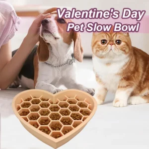 Dog Lick Mats Pet Bowl Honeycomb Cat 2in1 Slow Eating Pet Slow Feeding Bowl Silicone Slow Feeder Heart Shape Anti-choking Design