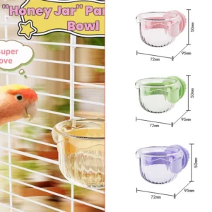 Transparent Birds Hanging Cage Bowl Pet Birds Dish Cup Anti-turnover Fixed Feeding Food Drinking Feeder For Parakeet Feeders