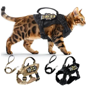 5-piece Set Light Tactical Cat Harness Summer Pet Outdoor Walking Supplies for Small Dogs Cats Breathable Kitten Puppy Harnesses