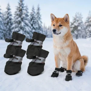4Pcs Waterproof Dog Boots for Small Dogs - Non-slip Sole, Adjustable Drawstring, Soft Breathable Pet Shoes for Puppies