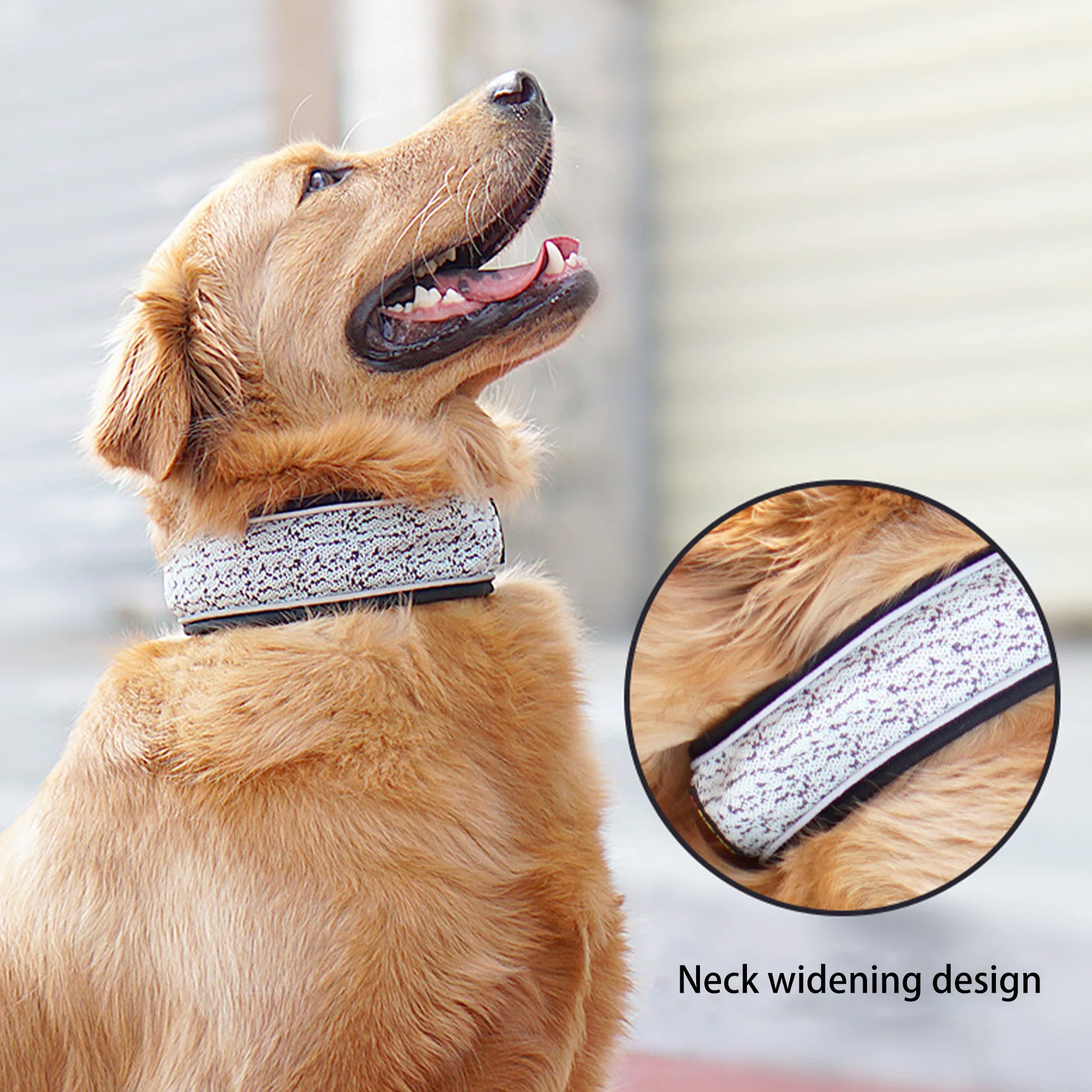 1pc Reflective Dog Collar, Breathable, Adjustable for Small Medium Large Dogs Pug - Image 2