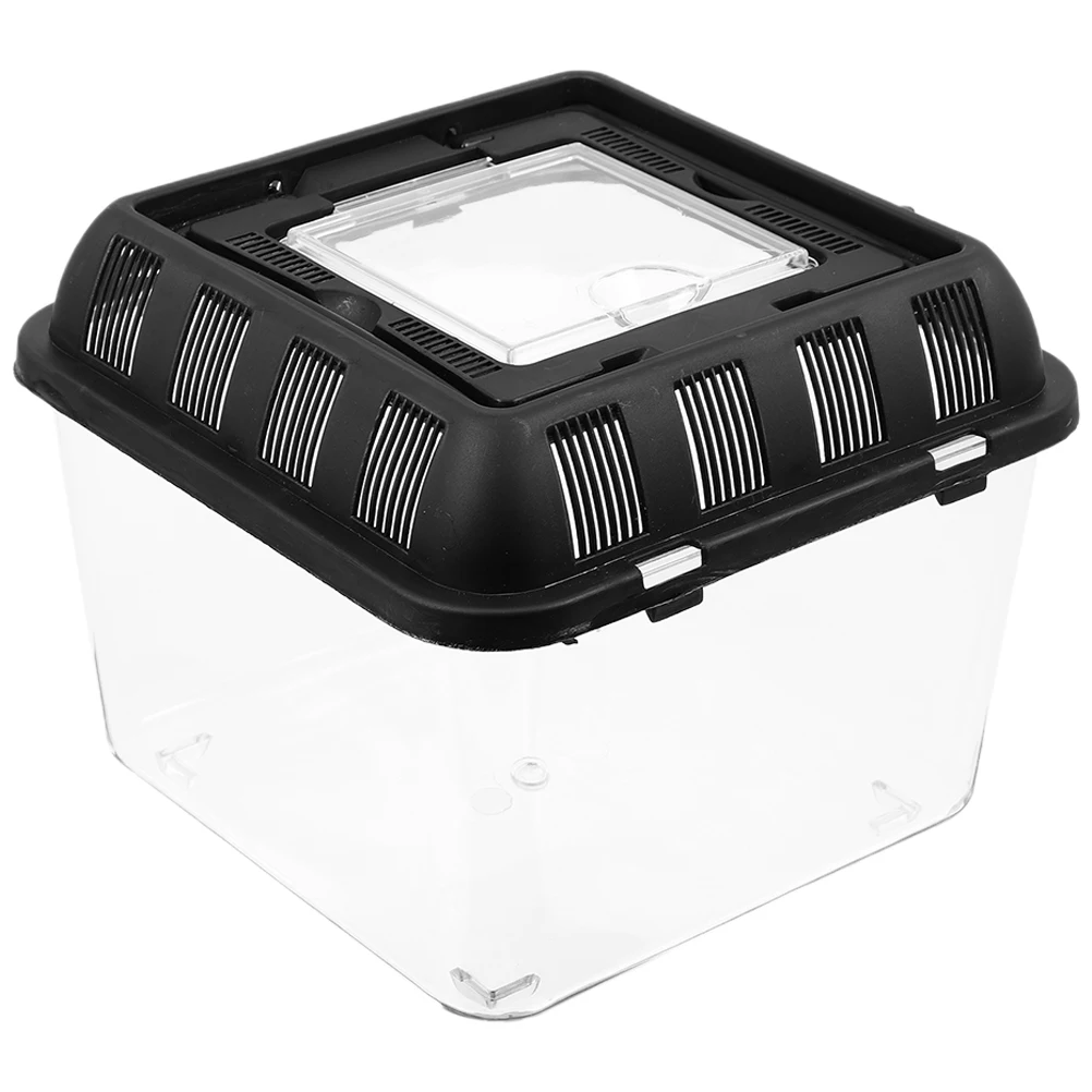 Reptile Breeding Box Black Plastic Turtle Transport Durable Lightweight Ventilation Hole Feeding Cage Storage Container Anti - Image 5