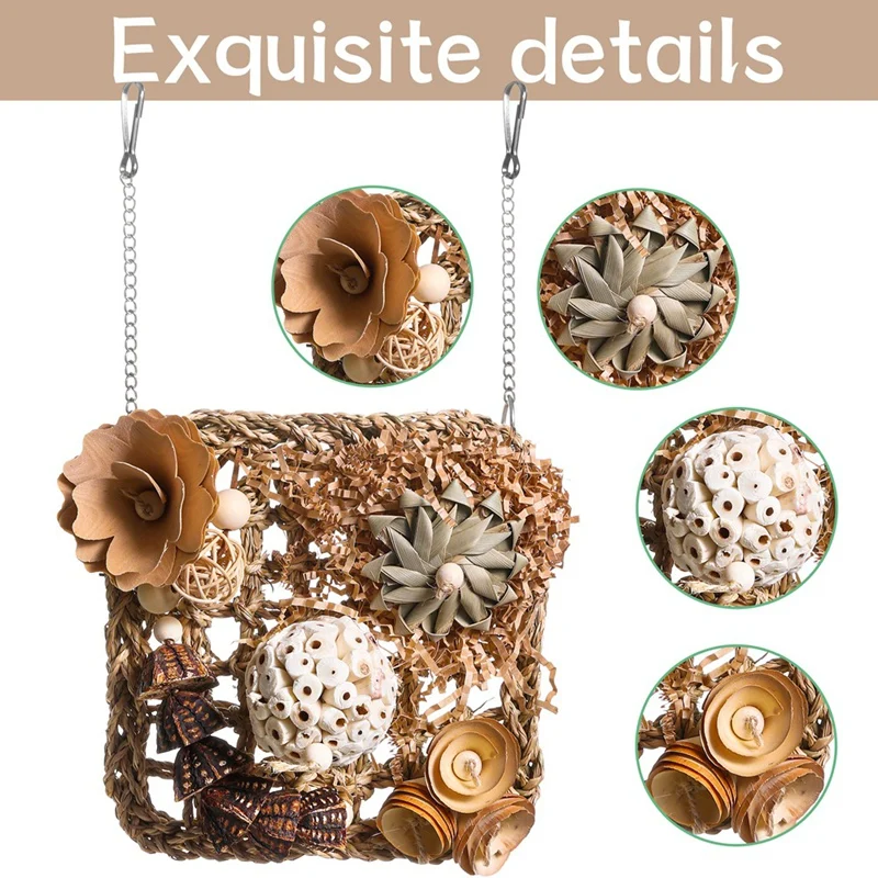 Bird Toys, Parakeet Toys Bird Foraging Toys Grass Mat Climbing Wall For Parakeet,Parrot,Cockatiel,Conure,Lovebird - Image 3