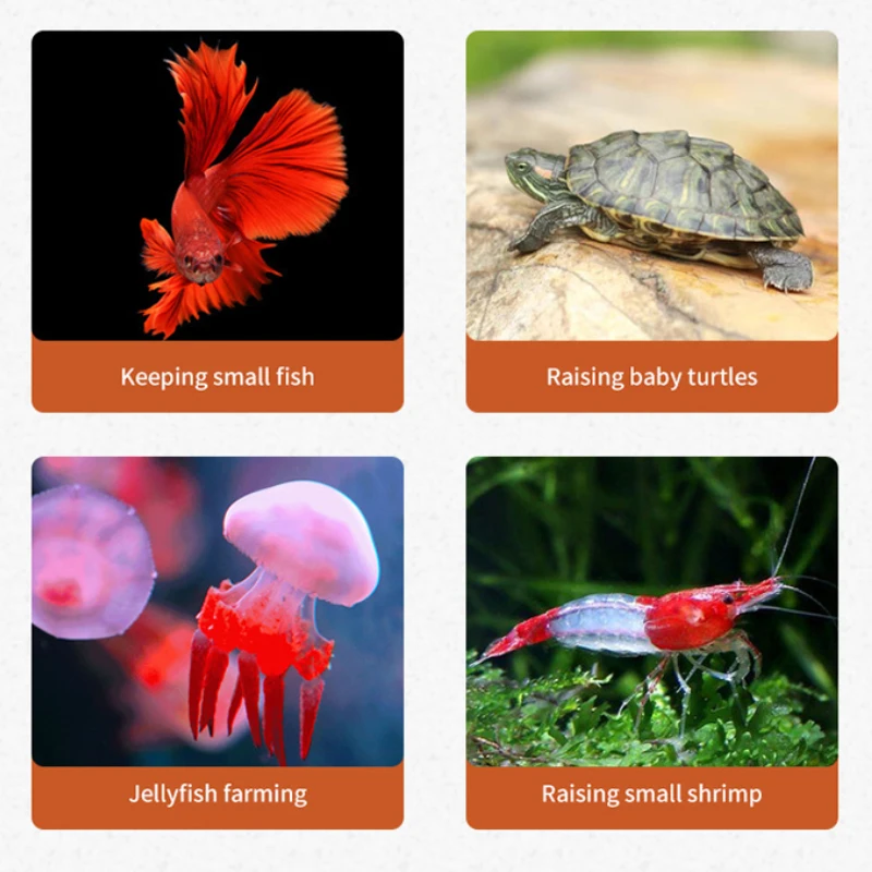 Aquarium Mini Fish Tank Reptile Pet LED Light Box Stackable Aquarium Cylinder Landscape Seaweed For Home Office Decoration - Image 4