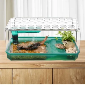 ‌Large Capacity Turtle Terrarium with Basking Platform - Escape Proof Aquatic Habitat for Red-Eared Slider&Chinese Pond Turtles