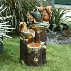 Garden Ornaments Ducks Statue Outdoor Statue Gifts With Solar Landscaping Fountain Sculpture Decoration Water Lights Waterp U9S8