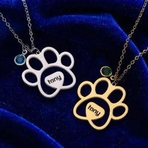 Cute Cat Puppy Paw Print Pendant Necklaces Personalized Name Stainless Steel Men Women Clavicle Choker Jewelry Pet Lover Gifts