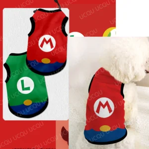Cartoon Brothers Pet Vest Dog and Cat Clothes Luigi & Mario Cartoon Outfit for Pets All Sizes Summer Wear