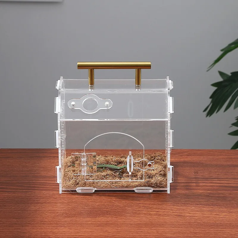 Transparent Acrylic Portable Assembled Reptile Tank Breeding Box for Hermit Crab Gecko Small Reptiles Pet Habitat Terrarium - Image 5