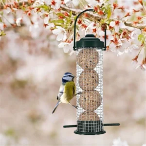 Fat Ball Bird Feeder Holder Outdoor Dispenser Rack for Tit Small Wild Birds Garden Feeding Station All Weather Food Dispenser