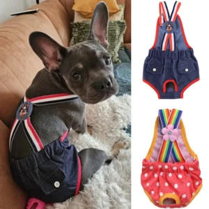 Denim French Bulldog Pet Physiological Pants Dot Female Dog Safety Sanitary Panties for Small Medium Dogs Cats mascotas Shorts