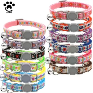 Hand Knitting Flower Pet Collar With Bell Colorful Retro Style Cat Collar Adjustable Safety Necklace For Puppy Cat Accessories