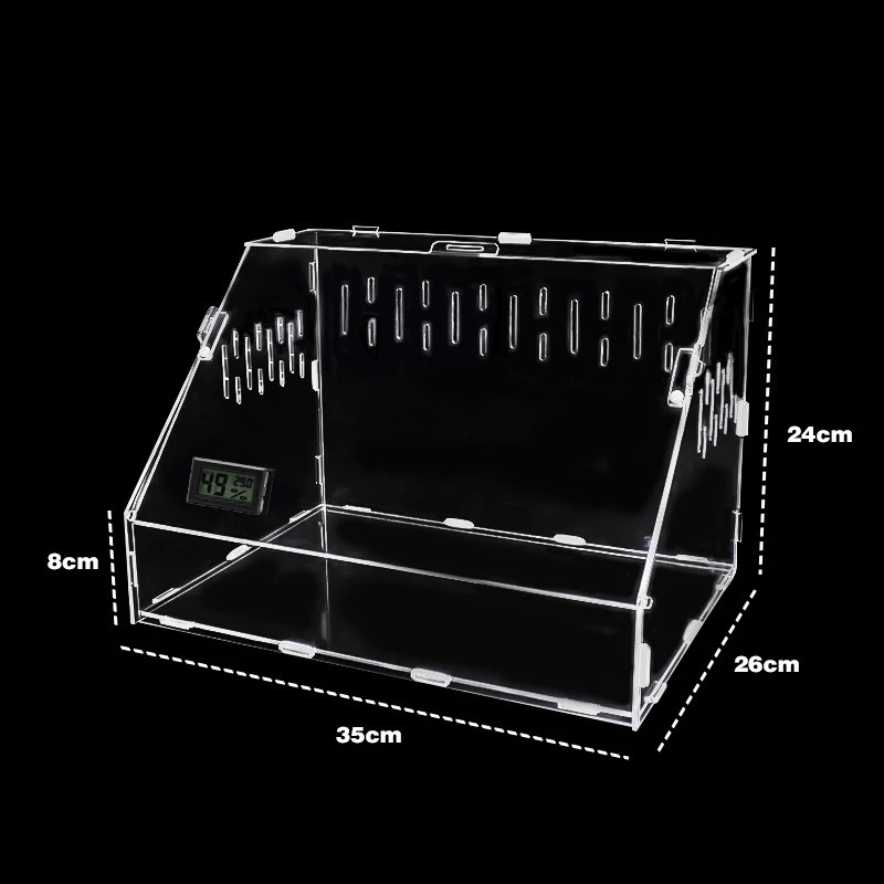 Acrylic Breeding Box with Thermometer Quail Turtle Lizard Transparent Terrarium Reptile Mantis Crawler Box Reptiles Pet Houses - Image 7
