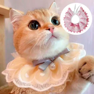 Pet Lace Bowknot Pearl Collar Neckerchief Adjustable Cat Dog Bibs Pet Bows Necklace Satin New Kitten Accessories Bowtie Gift