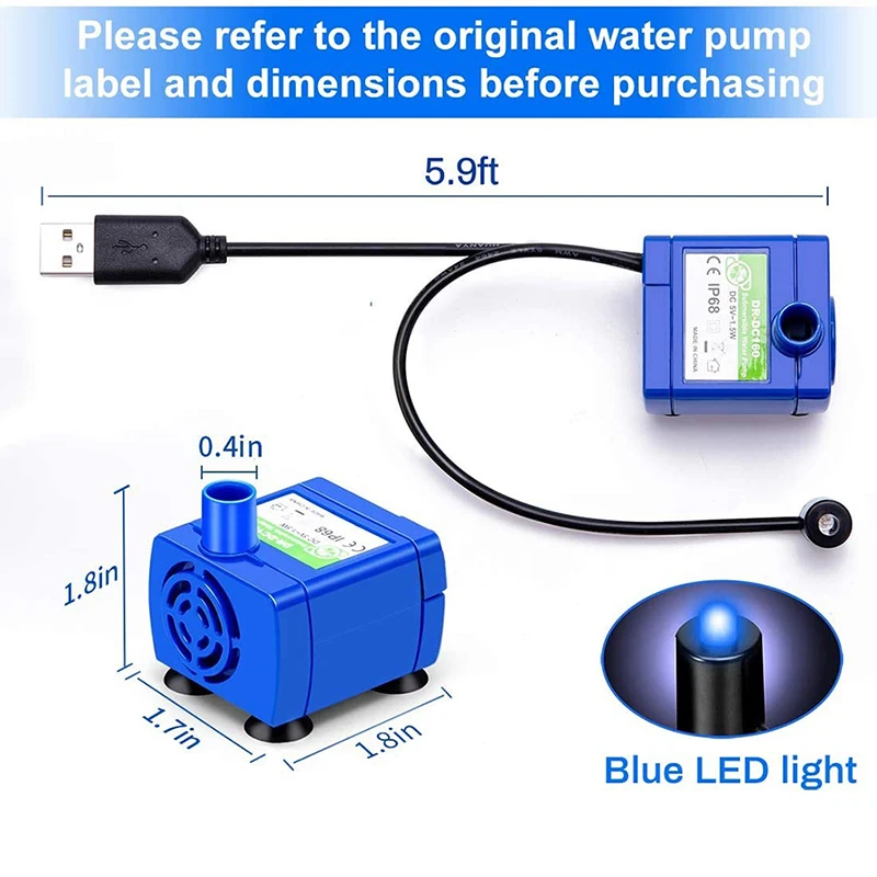 Mini DIY Low Noise Motor Pump 5V DC USB Water Pumps Accessories DR-DC160 for Pet Cat Drinking Bowl Water Dispenser Pet - Image 6