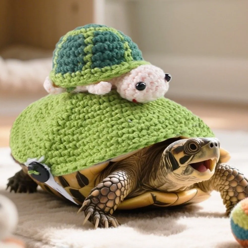 Cute Handmade Turtle Sweater Knitted Warm Pet Tortoise Clothes Bee Shape Decorative Tortoise Outfit Winter Season
