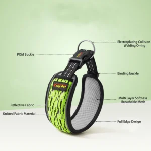 1pc Reflective Dog Collar, Breathable， Adjustable for Small Medium Large Dogs Pug