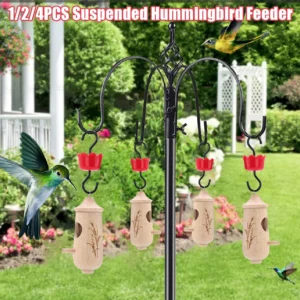 Suspended Hummingbird Feeder, Bird With Hook Feeder,Wooden Hanging Hummingbird House Chalet Mini Bird Nest Cage 1/2/4PCS ﻿