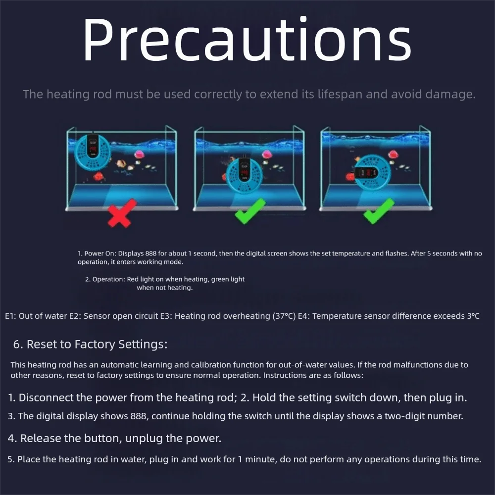 17-34°C Aquarium Turtle Heater LCD Display Low Water Level Mini Aquarium Heater Temperature Controller Automatic - Image 5