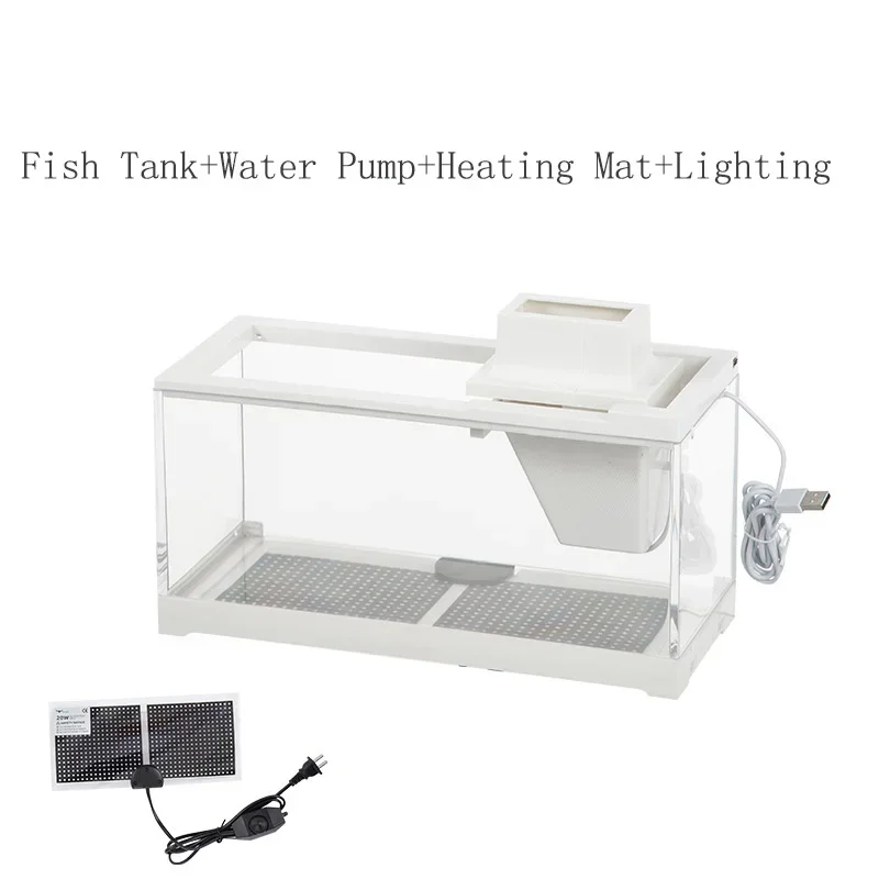 High Transmittance Fish Tank Aquarium Kits with Water Pump Heating Mat Lighting Desktop Decor For Shrimp Jellyfish Goldfish - Image 7
